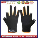 5pcs 2 Cut Finger Fishing Anti-slip Breathable Cycling Gloves(Orange)