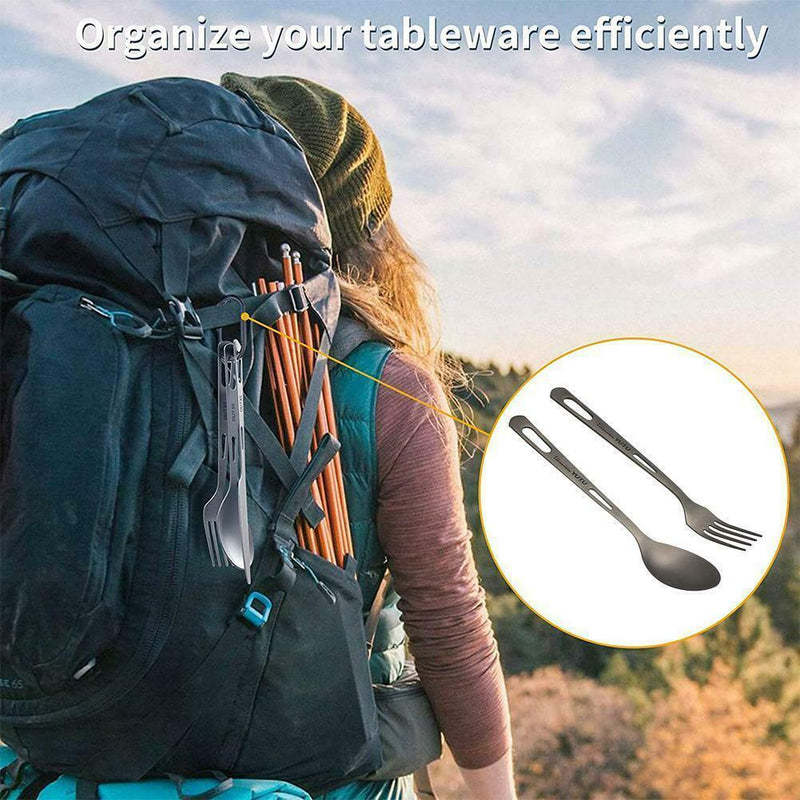 Portable Tableware Spork Set Titanium Fork Spoon Cooking Supplies Tools H7M2