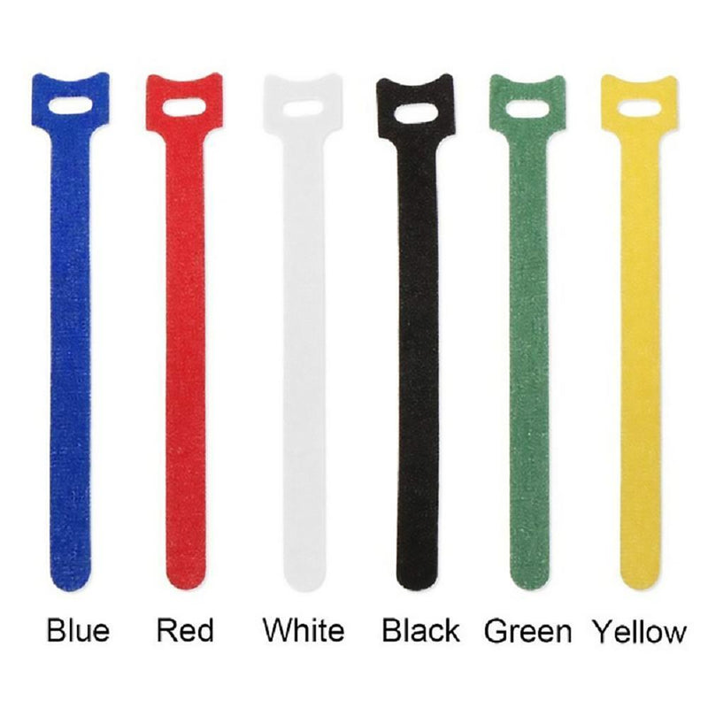 10pcs Durable Self Adhesive Cable Fastener Tape Wire Loops Strap (Yellow)