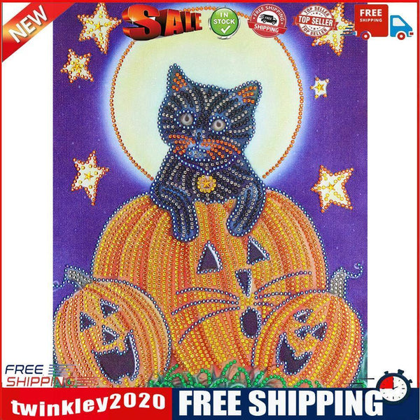 5D DIY Special Shaped Diamond Painting Pumpkin Cat Embroidery Mosaic Kits