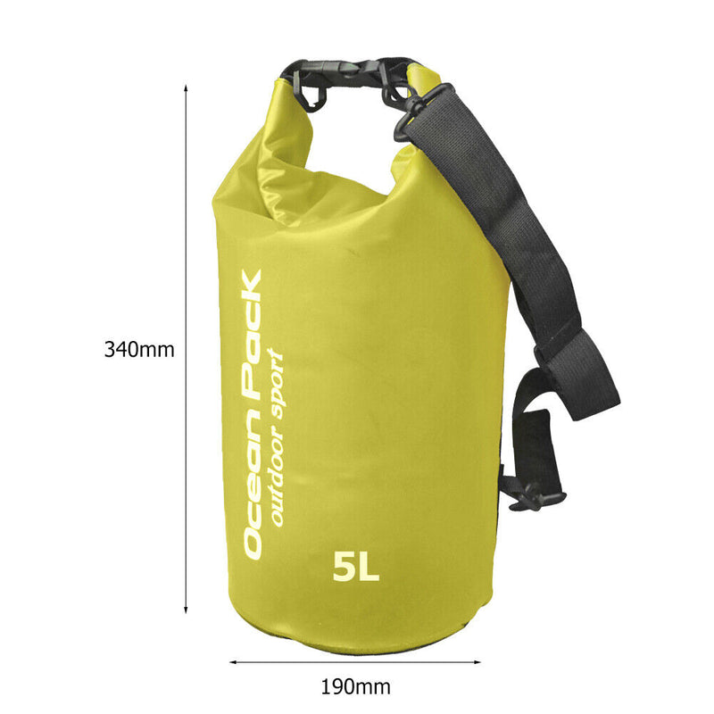 Waterproof Pouch Dry Sack for Drifting Swimming Trekking Bag (Yellow 5L)