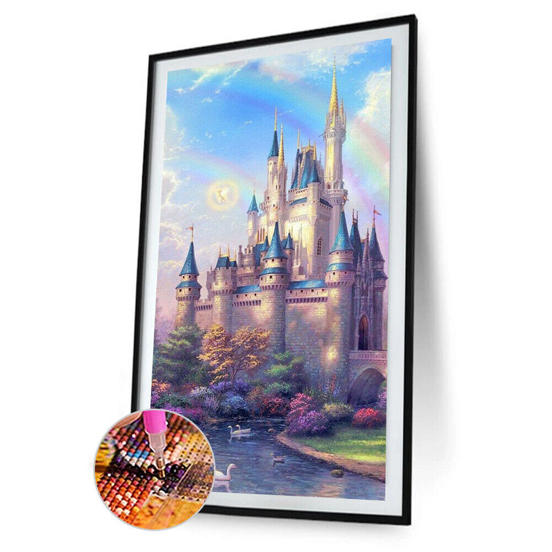 5D DIY Full Round Drill Diamond Paint Castle Mosaic Rhinestone Drawing Pict