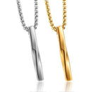 Gift Trendy Simple Men Rectangle Pendant Stainless Steel Chain Necklace