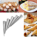 5pcs DIY Cones Stainless Steel Spiral Baked Croissants Tubes Pastry Mold(L)