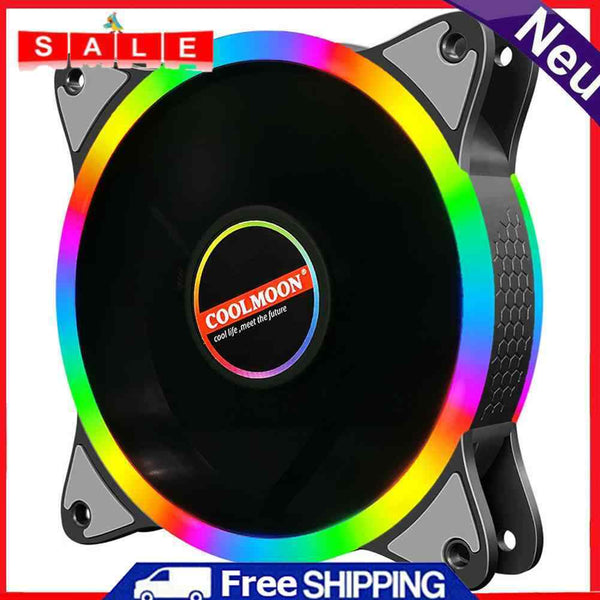 COOLMOON 12cm Cooling Fan Large 4-Pin Mute Heatsink for Desktop Chassis PC Case