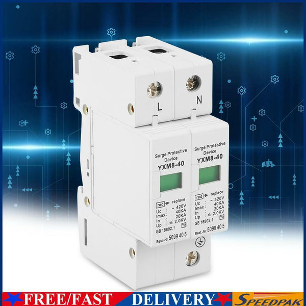 2 Poles SPD DC 420V 2P 20KA-40KA Low-voltage Arrester House Surge Protector #F