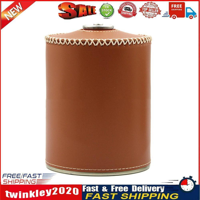 PU Leather Gas Canister Bag Cover LPG Fuel Can Protective Sleeve Brown (L) Newly