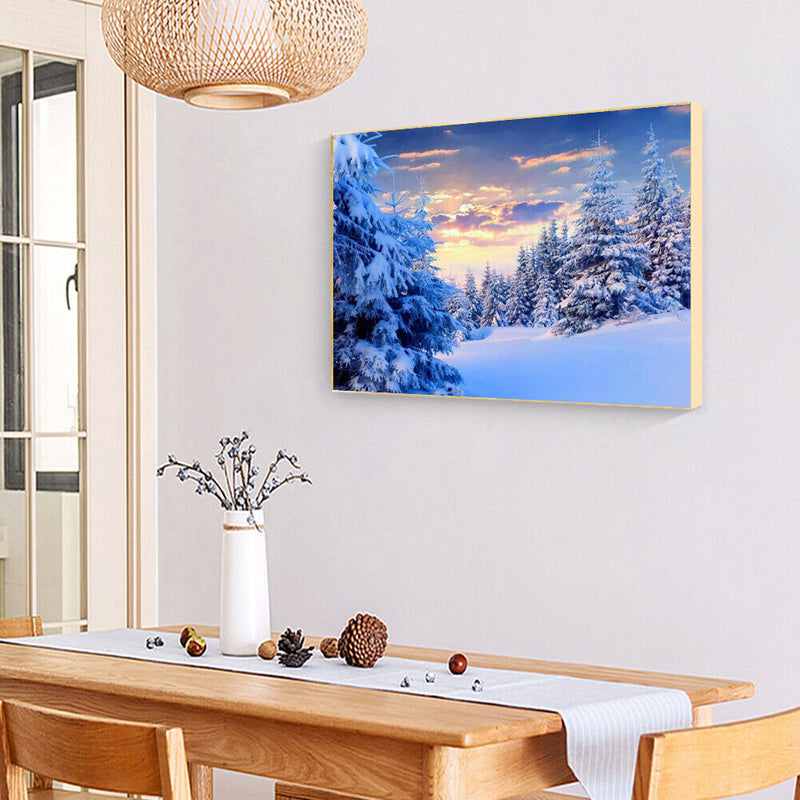 Canvas Paint By Numbers Snow Forest Oil Hand Painted Drawing Kit Home Decoration