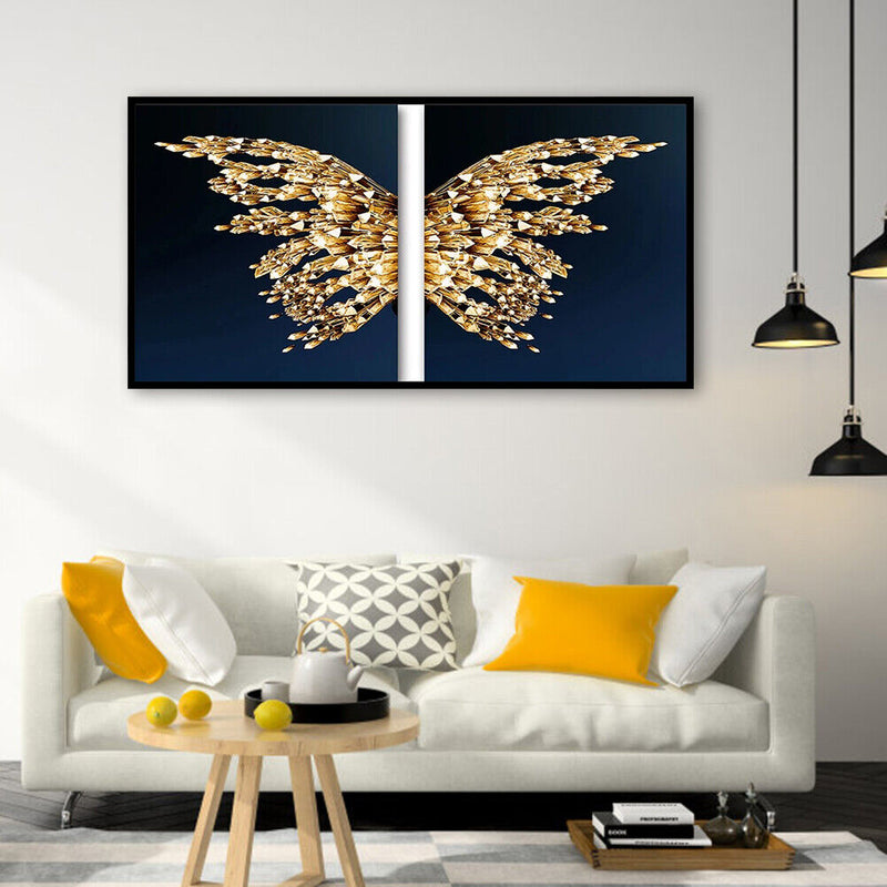 Handpainted DIY Golden Butterfly Oil Paint by Numbers Kit Pictures Craft Gi