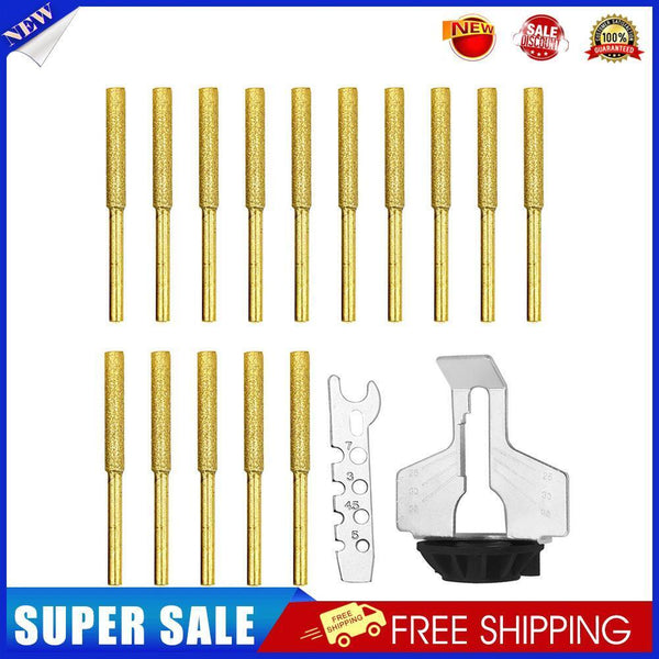 15pcs Diamond Coat Chainsaw Sharpener Stone Cylindrical Chain Grinder (4mm)