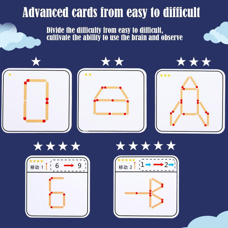 Montessori Matches Puzzles Game Wooden Toys DIY Math Geometry Board Game Toys`