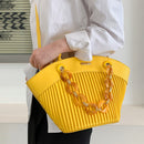 PU Leather Women Shoulder Bag Acrylic Chain Lady Large Capacity Handbags Tote