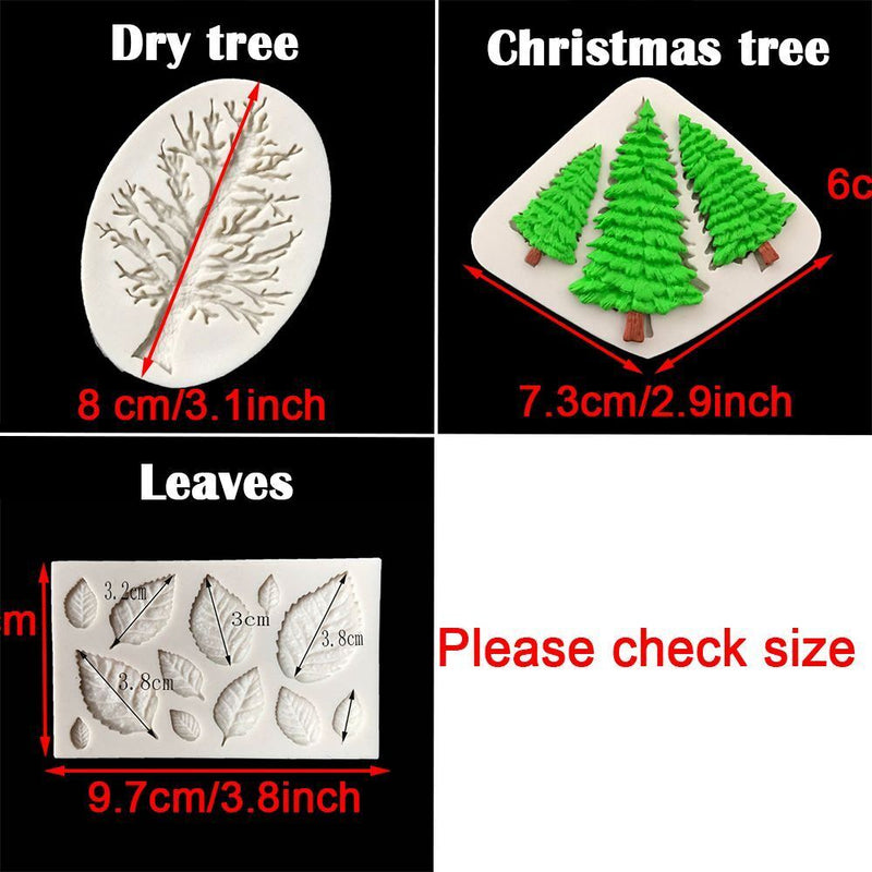 DIY Chocolate Leaves Tree Shape Silicone Fondant Mold Cake Decor Mould