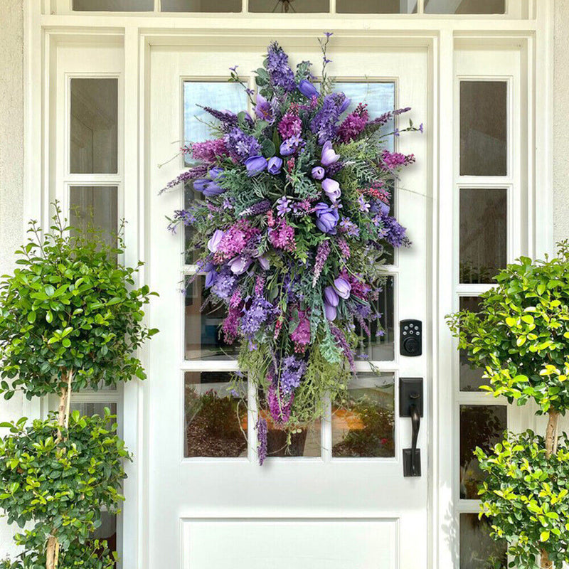 Rustic Spring Wreath Flower Farmhouse Garland Front Door Swag Wall Hanging Decor