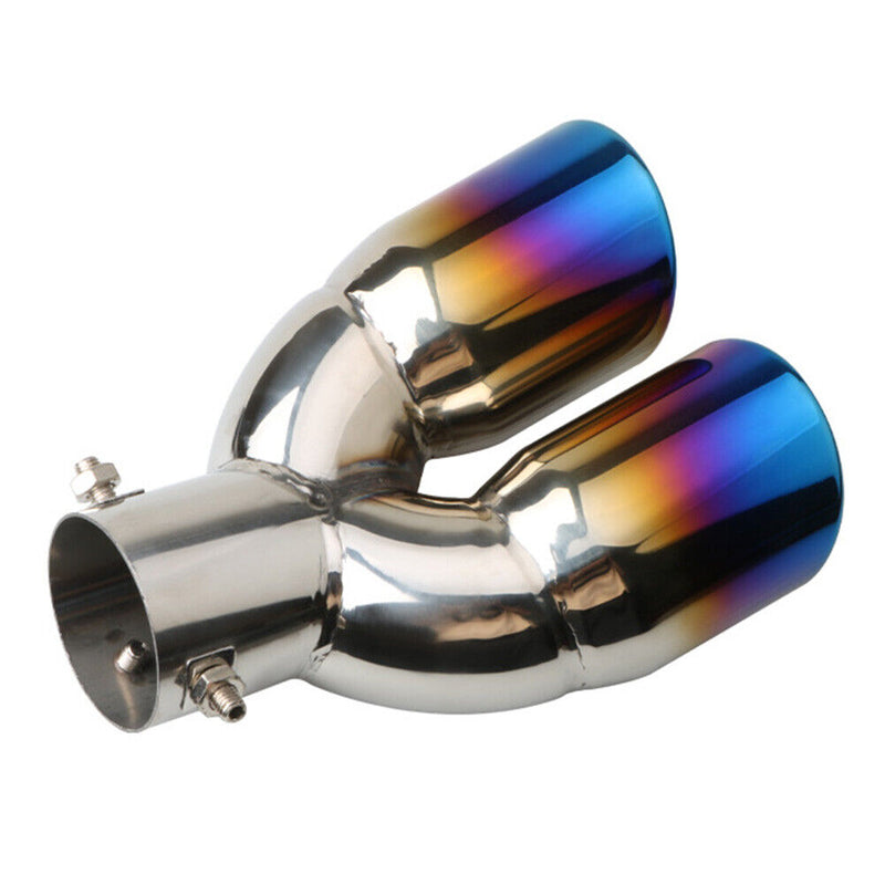 Stainless Steel Car Bent Dual Exhaust Tip 3 inch ID Inlet Rolled Edge Slant C