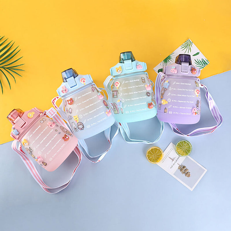 Transparent Outdoor Drinking Cups Kettle Mug Plastic Cute Popsicle Straw Cup