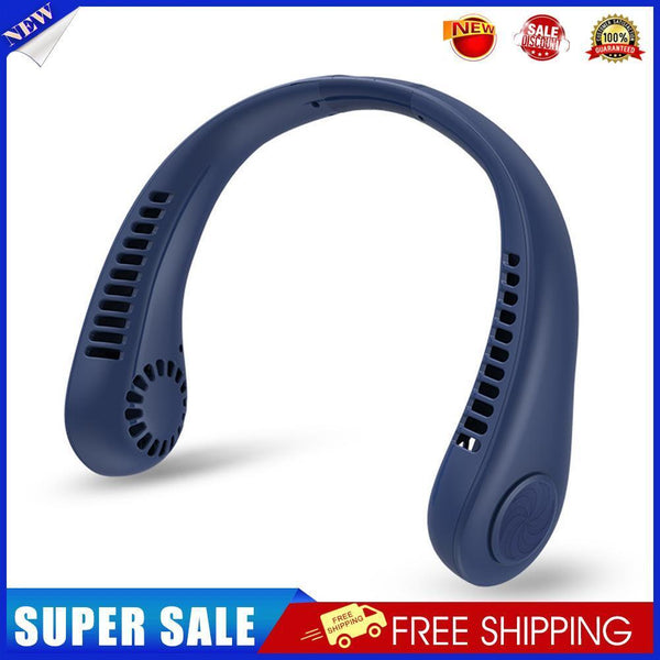 Mini Neck Fan USB Rechargeable Bladeless Fan Neck Air Conditioner (Blue)