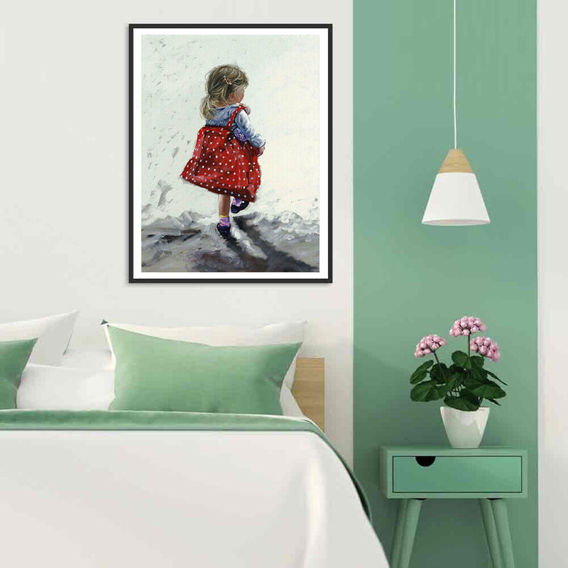 Diamond Painting 5D Full Square Drill Mosaic DIY Red Skirt Little Girl Kits