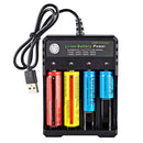 USB Battery Charger 4.23V 4-Slot Independent Charger for Rechargeable Batteries