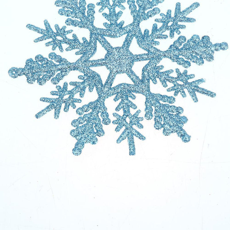24pcs Snowflakes Xmas Tree Decor Plastic Glitter Snow Flake(Light Blue) Newly