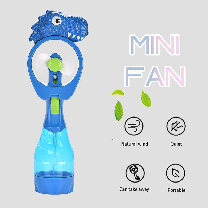 Handheld Spray Fan Comfortable Cool Mist Dinosaur Fan for Kids (Blue)