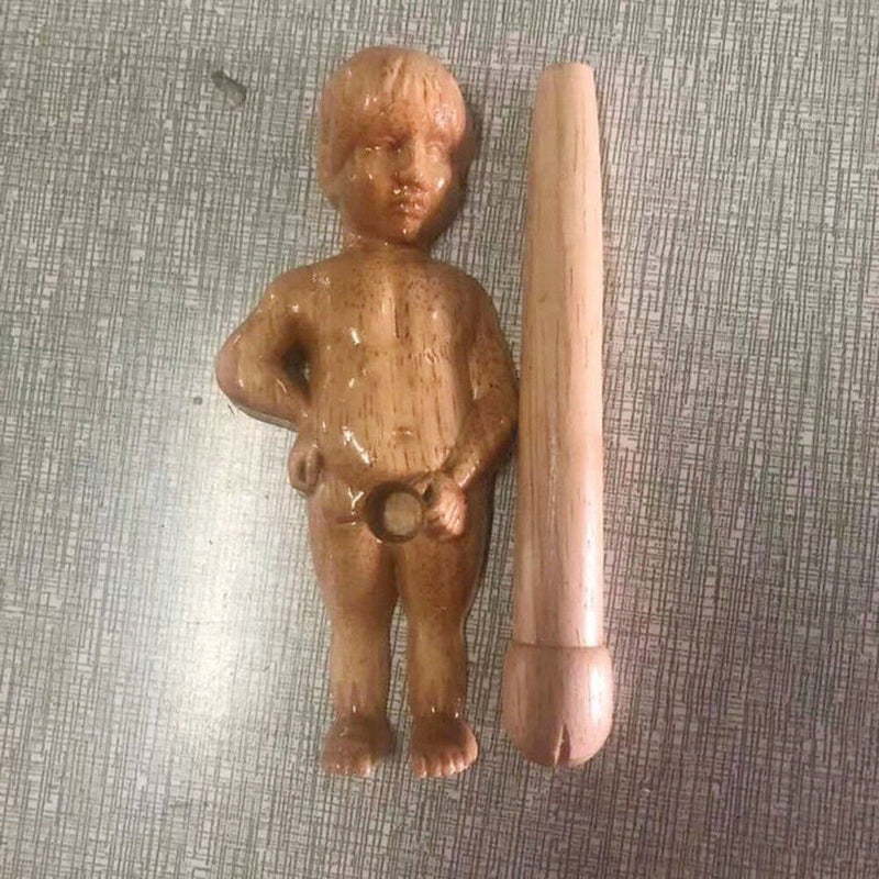 Creative Toilet Paper Roll Holder Statue Funny Wood Boy Shape Tissue Towel Stand