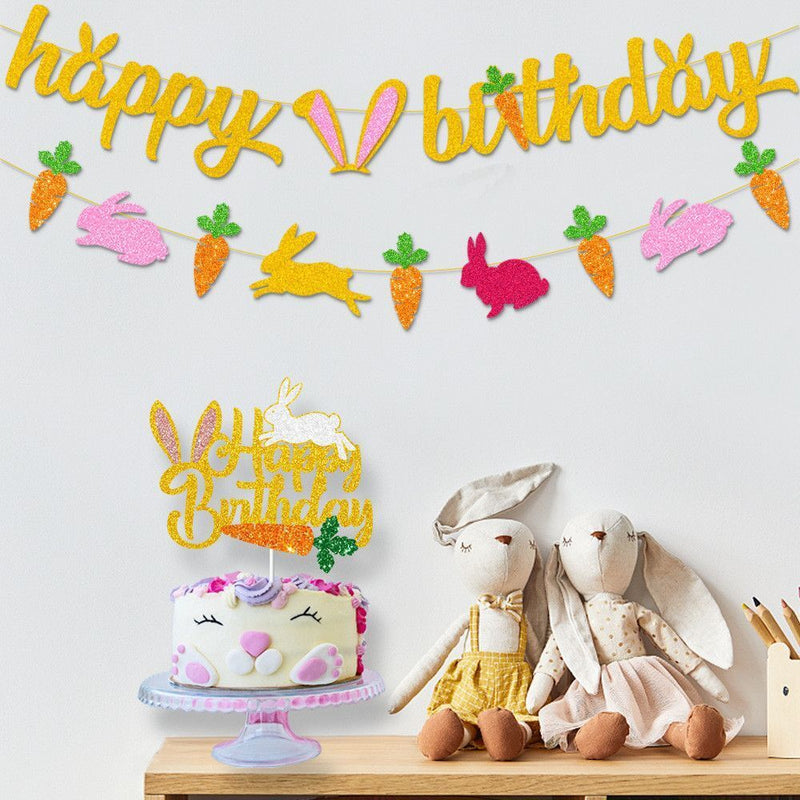 Decoration Garland Happy Easter Easter Banner Bunting Cake Topper Hanging Flags