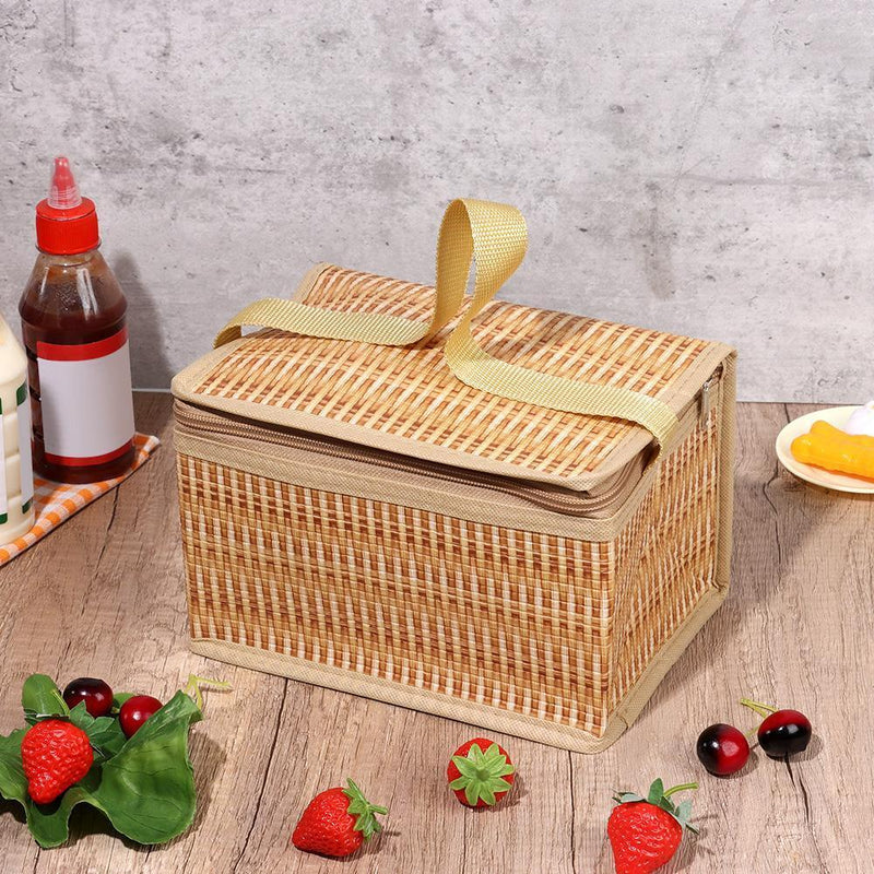 Woven Keep Warm Lid and Handle Wicker Picnic Basket Waterproof Rattan Bag