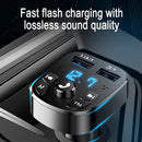 Dual USB Car Fast Charger Bluetooth Compatible MPS FM Transmitter with Voltmeter