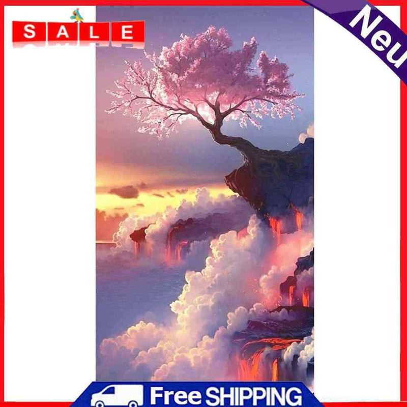 Tree on Cliff Oil Paint By Numbers Kits Canvas Picture Wall Art DIY Craft Color