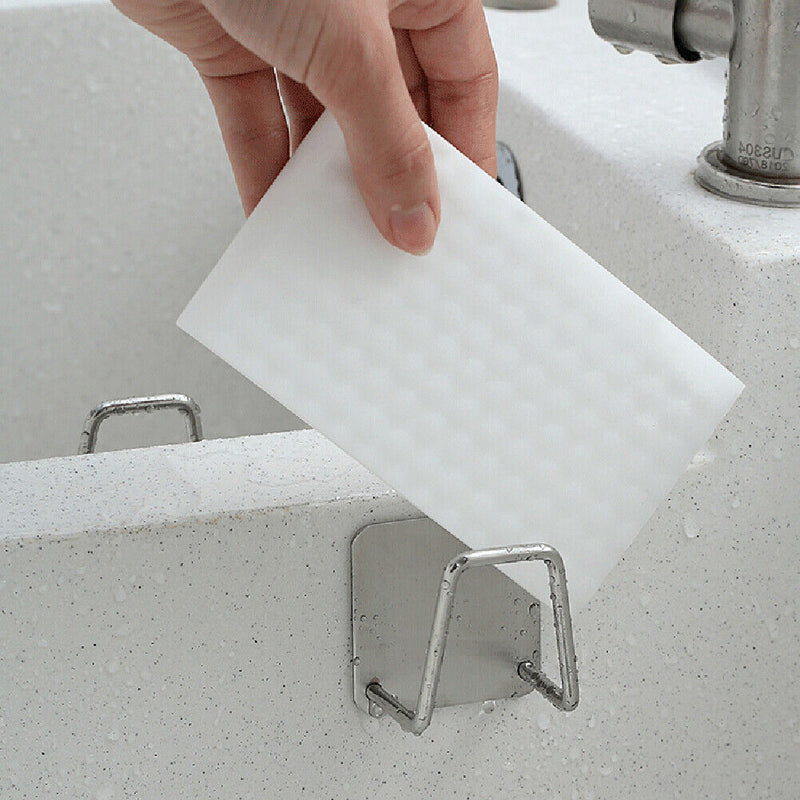 Stainless Steel Sponge Drain Rack Self-adhesive Dishcloth Organizer Hook Newly
