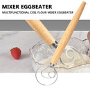 Oak Flour Dough Mixer Stainless Steel Egg Beater Flour Coil Mixer Whisk Stick#