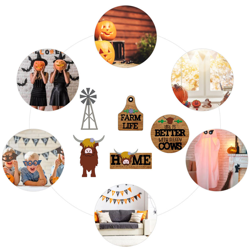 Wooden Farm Style Crafts Durable Tiered Tray Flat Decor Sign Holiday Party Gifts