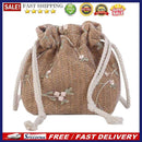 Drawstring Shoulder Handbags Straw Women Lace Flower Decor Crossbody Sling Bags