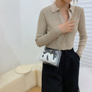 #A 2pcs Transparent PVC Shoulder Bags Women Print Clear Chain Messenger Handba