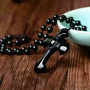 Black Obsidian Stone Cross Necklace Jewelry For Men Pendants