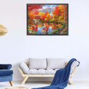 5D DIY Diamond Painting Autumn Lake Full Round Drill Mosaic Rhinestone Pict
