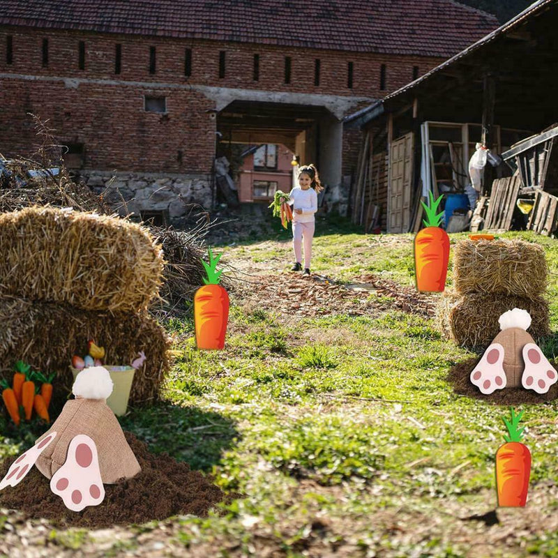 Easter Garden Bunny Carrot Easter Yard Sign Garden Scene Lawn Decor Outdoor I7V0