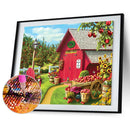 5D DIY Full Drill Round Shape Orchard House Rhinestone Diamond Drawing for Home