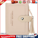 Folded Women Tassels PU Leather Handbag Girl Hasp Small Wallet Purse(Beige)