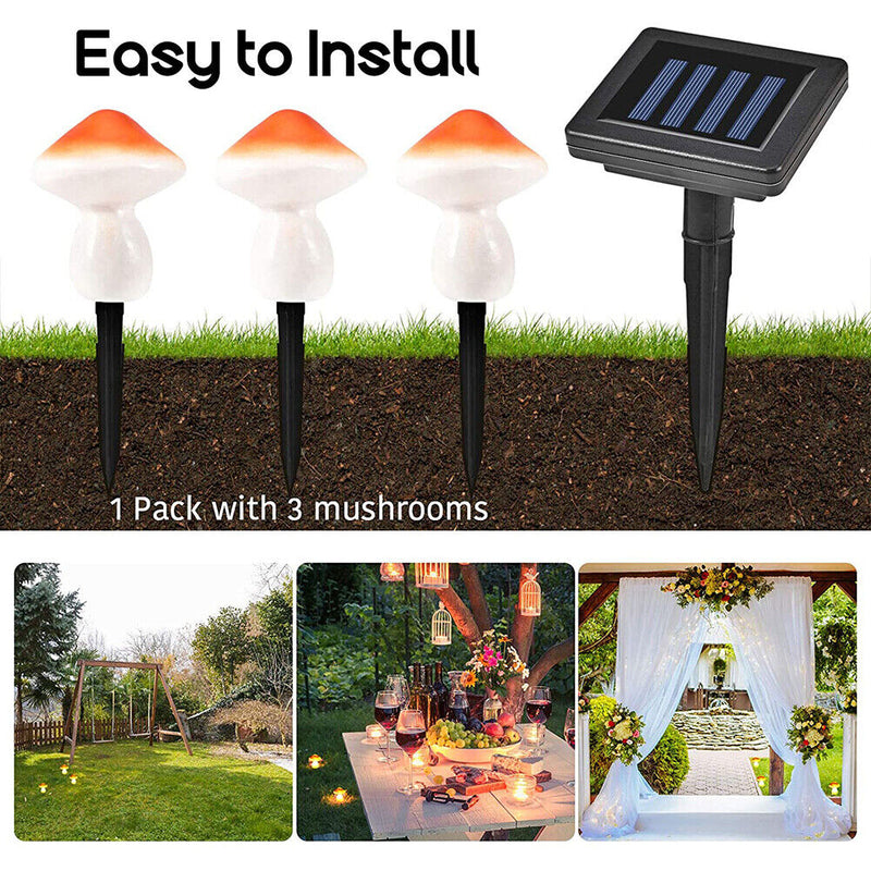 LED Luminous Mushroom Solar Lights Outdoor Garden Waterproof Lawn Stakes Lamps