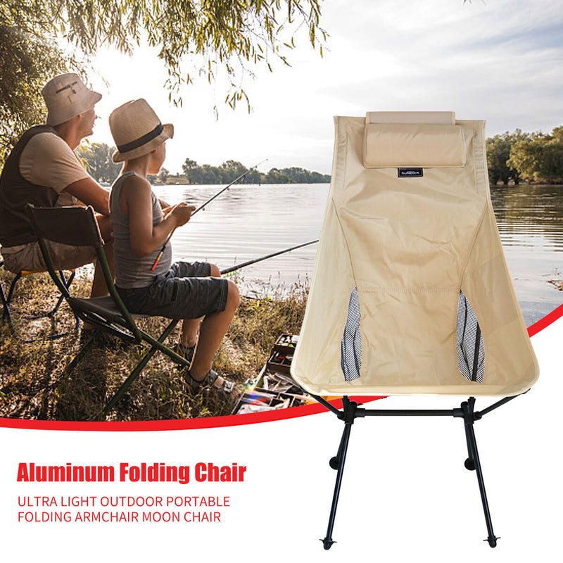 Outdoor Collapsible Folding Camping Chair with Back Support Support 330 lbs