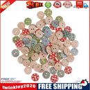100pcs Mixed Printing Wooden Buttons Cartoon Round Colorful Painted Button