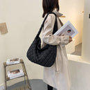 Women Retro Checkered Shoulder Bag Female Quilted Crossbody Bags (Black)