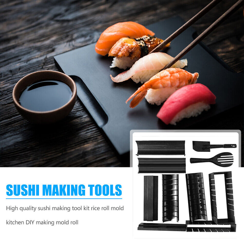 10pcs/set DIY Sushi Roller Bazooka Rice Meat Vegetables Roll Mold Kitchen Gadget