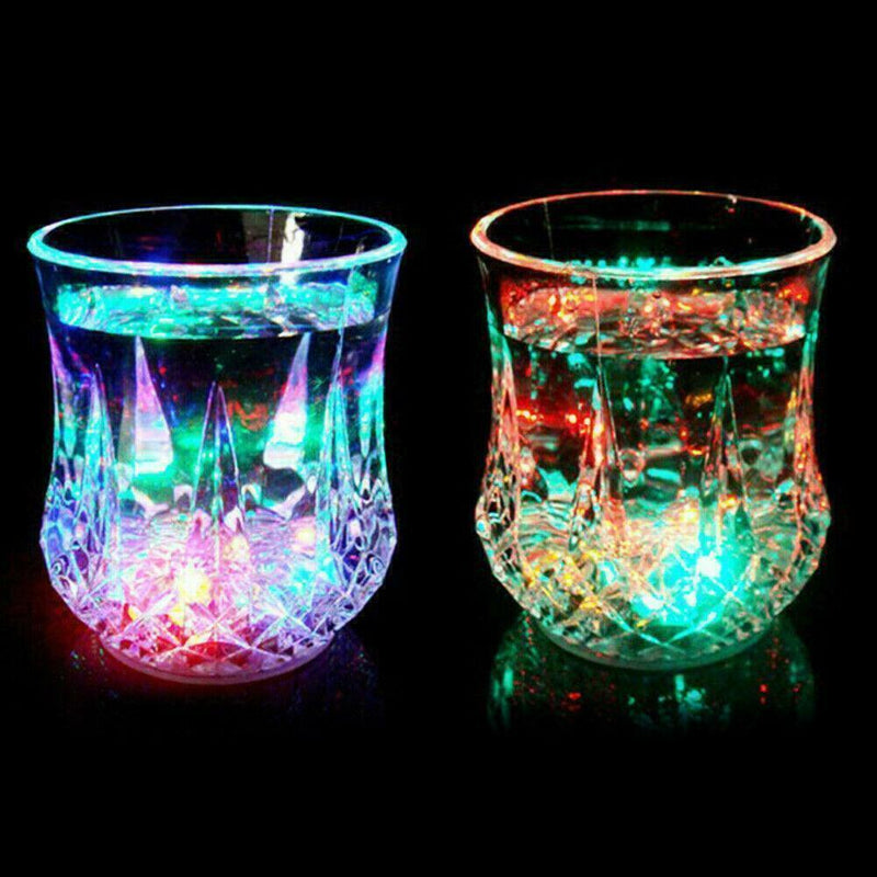 LED Flashing Glowing Water Liquid Activated Light-up Party Glass Hot Cup M4H9