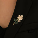 Alloy Gardenia Brooch Suit Shirt Collar Luxury Spike Design Pins for Women