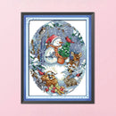 14CT Partial Cross Stitch Snowman Counted DIY Kits Handmade Cotton Embroidery