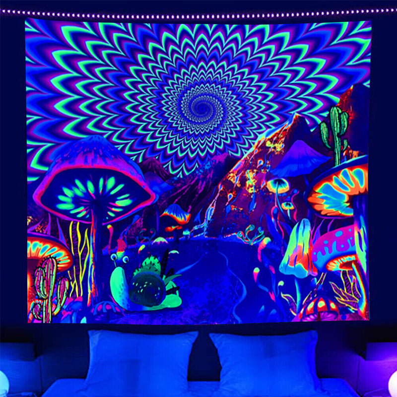 Fluorescent Tapestry Colorful Mushroom Wall Hanging Bedroom Living Room Dec