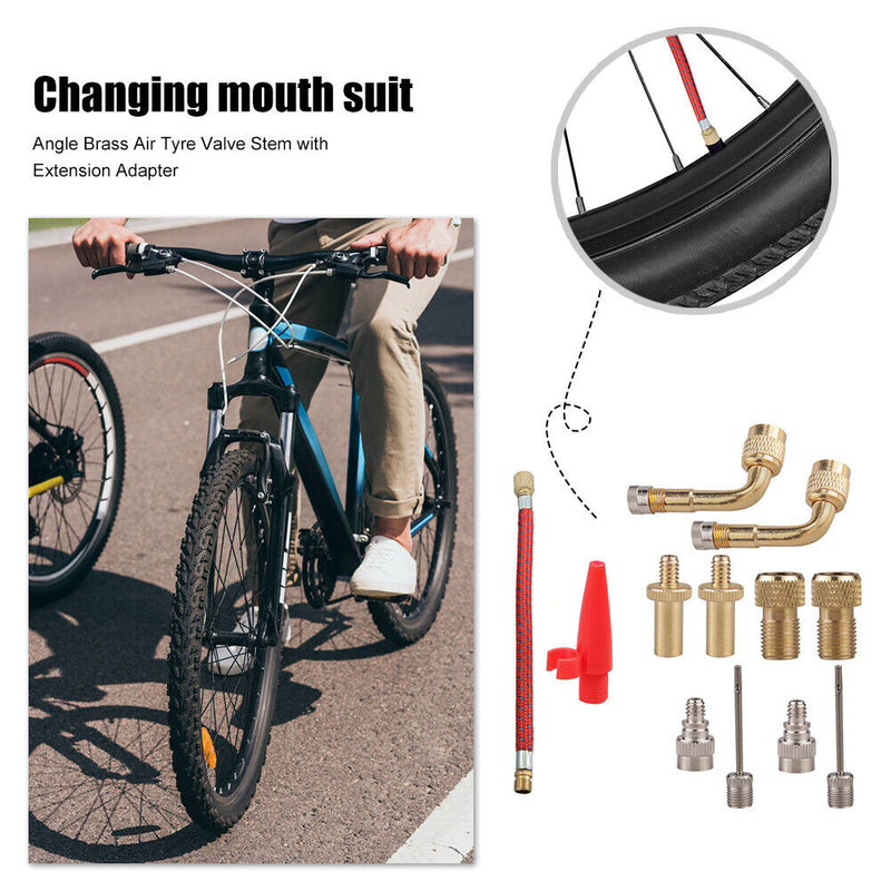 12pcs/set Pump Adaptor Kit Bike Tire Presta American Valve Adapter Needles Newly